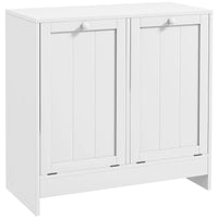 kleankin Tilt-Out Laundry Cabinet, Modern Bathroom Cabinet with 2 Compartments for Bathroom Washroom in White